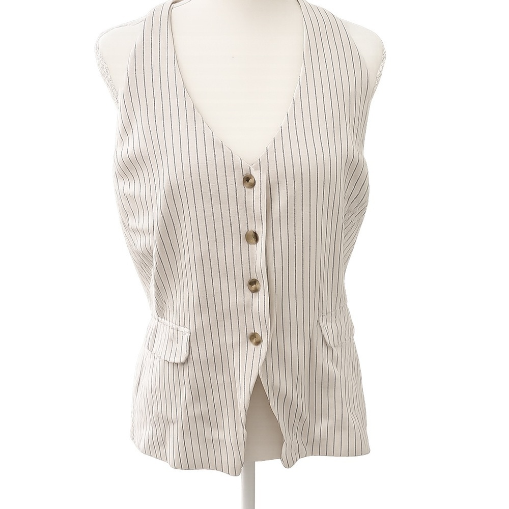 Monteau Los Angeles Striped Button Front Vest Top XL